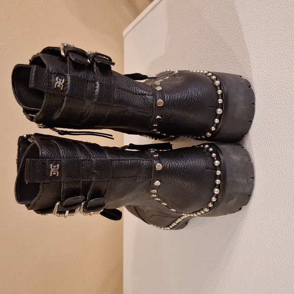 Sam Edelman Jennifer Studded Leather Combat Boots With Buckle Detail Size 8.5 - Picture 4 of 8